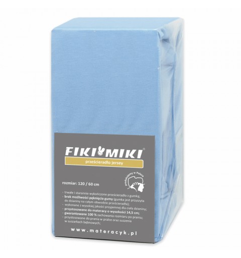 Fiki Miki - prześcieradło jersey 90x40 | Błękitne